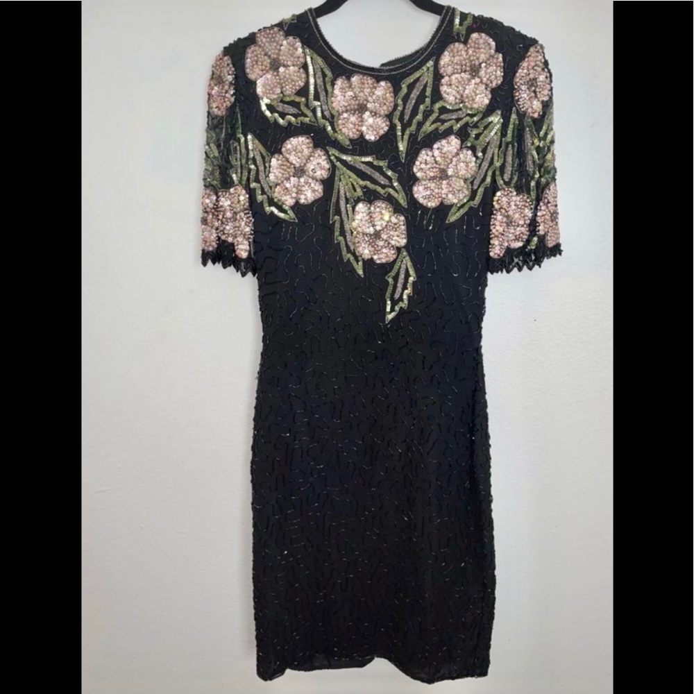 Vintage floral sequin detail dress